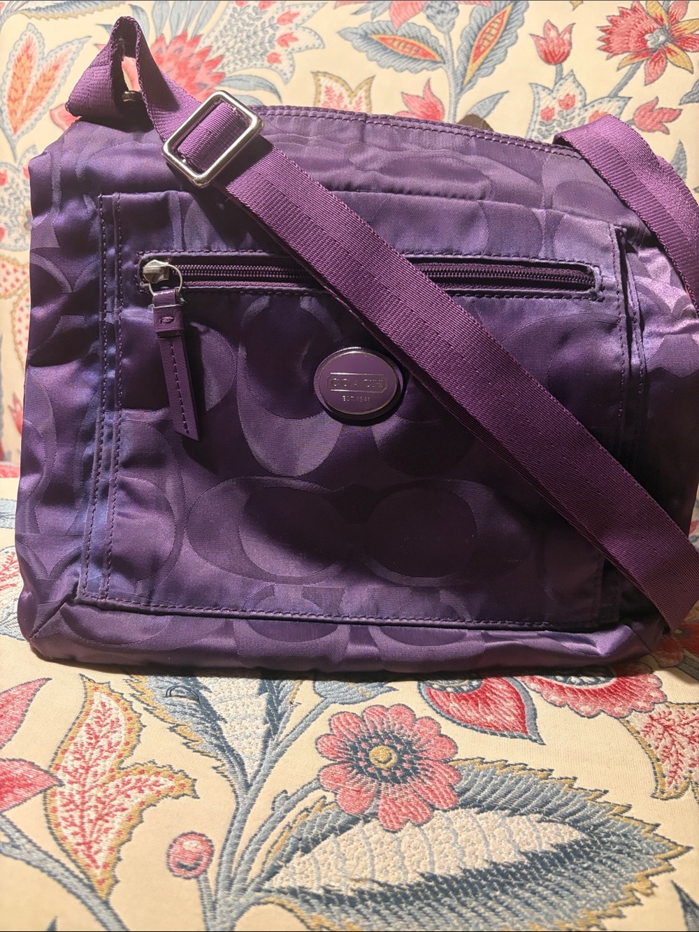 Coach Amethyst Purple Quilted Crossbody Getaway Bag -#77408 GUC